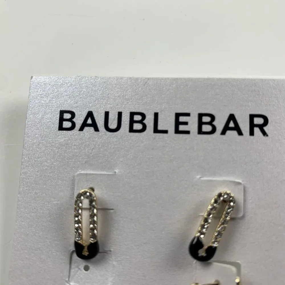 Baublebar Women's Fashion Jewelry Safety Pin‎ Huggie Hoop Earrings Set - Lot